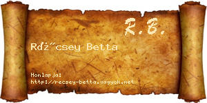 Récsey Betta névjegykártya